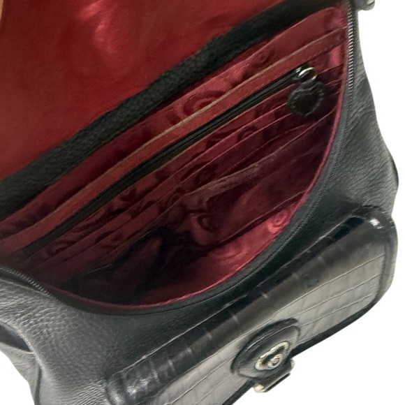 Brighton Donatella Leather Black Croc Embossed Backpack Purse Travel Work Bag - Picture 3 of 15